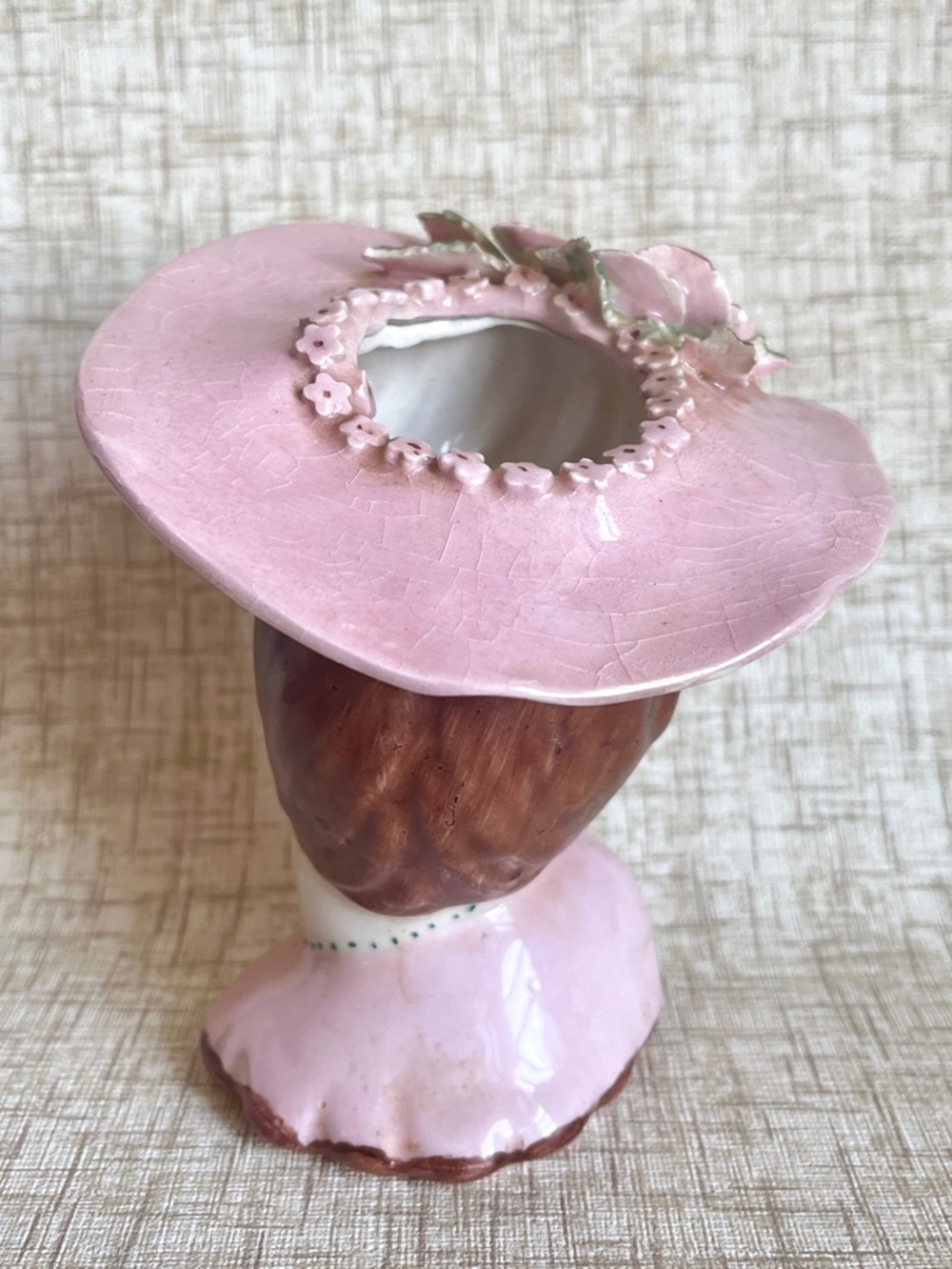 Vintage Lady Head Vase Ceramic Planter Glamour Girl 1940s Flower Vase - Picture 5 of 10
